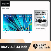 ( Tivi Sony Mới Nhất 2024 - BRAVIA 3 43 Inch | K-43S30 I 4K Ultra HD | Dải tần nhạy sáng cao (HDR) | Smart TV (Google TV