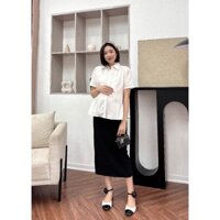 ☘ TkuTrang☘️Chân váy bầu chữ A dáng dài V009 chất Umi mềm đẹp thiết kế dáng suông sẻ sau siêu xinh