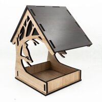 [ Tổ chim lovebird , lồng Hamster ] Nhà Ở Tổ Ngủ Cho Chim H11 , Lồng Làm Khay Đựng Thức Ăn Bằng Gỗ Hình Ngôi Nhà Cho Chi