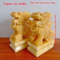 [  ]Topaz tự nhiên trang trí kỳ lân một cặp đồ trang trí nhà cửa văn phòng đồ trang trí quầy lễ tân