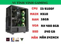 ( TRẢ GÓP ) TRỌN BỘ PC GAMING PD93 - I3 9100F RAM 16GB SSD 240 Gb-RX480 8Gb + MÀN VPS 24 INCH - ALL NEW