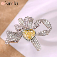 ❤ Trái Tim Nguyên Bản Full Kim Cương Nơ Nhiều Màu Sắc Kho Báu Ánh Sáng Sang Trọng Vàng Nhẫn Nữ Cổ Điển Trang Sức