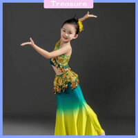 ✨ Trang phục biểu diễn múa dân tộc Dai cho trẻ em Treasure, váy tập đuôi cá cho bé gái và người lớn, biểu diễn sân khấu, thi cấp, thi nghệ thuật, múa công