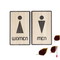 [ Tranh gỗ treo tường ] Bộ biển toilet gỗ chỉ dẫn khu vực nhà vệ sinh Women Men dán tường độc đáo mẫu SAN-TL13