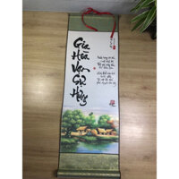 [ Tranh Tết ] Tranh thư pháp chữ Gia Hoà Vạn Sự Hưng + Tặng kèm móc treo tranh | Tranh Đồng Phúc