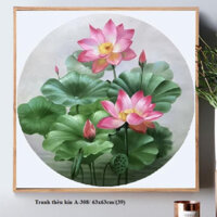 - tranh thêu chữ thập đầm hoa sen A308 ( 63*63)cm