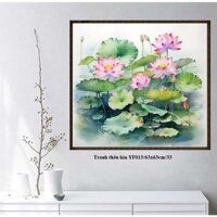 - tranh thêu chữ thập đầm hoa sen yf013 (63x63)cm