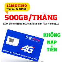 [ Trọn Gói 1 Năm ] Sim 4G Mobifone Max Data 500GB Tốc ĐỘ Cao Thả Ga Truy cập Mạng 12MDT150 12MXH100