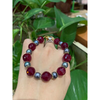 { Tự chụp } vòng tay ru bi màu đỏ phối trai xám sang trọng-đeo phong thuỷ nhiều may mắn