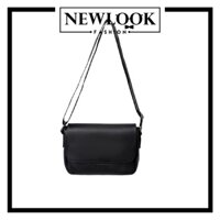 ★ TÚI ĐEO CHÉO DA PU HEYMISTER ĐEN TRƠN KHÓA NAM CHÂM ( 20 x 14 x 6cm )