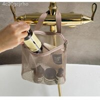 ✈ ⊙ ▦✘✌Túi đựng đồ có dây kéo rỗng lưu trữ sản phẩm mới thoát nước sợi lưới du lịch trang điểm rửa đa chức năng xách tay