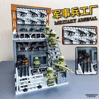 ☆ ★ Tương thích với khối xây dựng quân đội Lego, kho vũ khí nặng, phòng súng, thiết bị cảnh sát đặc biệt, ba lô đồ chơi giáo dục cho bé trai/3.9