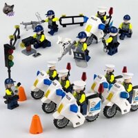 ☆ ★ Tương thích với Lego, mô hình xe máy quân đội, cảnh sát giao thông, cảnh sát đặc biệt, đồ chơi khối xây dựng cho bé trai/3.15