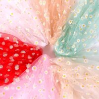 🌼 Vải voan lưới in hoa cúc 🌼[Giá 3m]