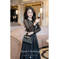 [ Váy Thiết Kế ] Set áo ren lưới phối chân váy lụa sang chảnh mới về