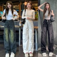 ( VIDEO THẬT )QUẦN JEANS NỮ DÁNG SUÔNG TÚI HỘP NHIỀU MÀU , CHẤT JEAN BÒ QC DÀY DẶN ĐẸP CHUẨN SHOP