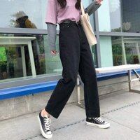 ( VIDIEO )Quần Jean Nữ Ulzzang/ quần baggy cạp cao kiểu dáng Hàn Quốc