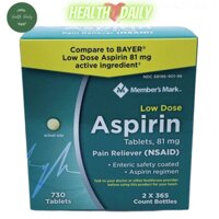 🍀🌿 VIÊN Aspirin-81mg MEMBER’S MARK 730 viên CỦA MỸ.