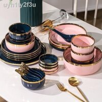 ☾ [VIP]Bắc Âu Bộ Bát Đĩa Bộ Bát Đĩa Nhà Kết Hợp Nhẹ Bát Sứ Sang Trọng Sáng Tạo Giá Trị Cao Bộ Đồ Ăn Bát Đũa Đĩa Cơm