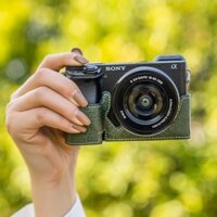 ❈ ❈ Vỏ bảo vệ Camera Sony A6000 A6400 Túi đựng máy ảnh A6300 Nửa túi Nắp ghế dưới A6000 Phụ kiện đeo chéo nữ 250303