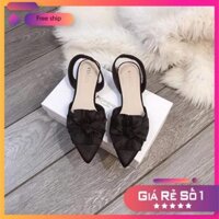 | Vô Địch| [FreeShip – Hàng Cao Cấp] GIÀY BỆT HẬU NƠ LỤA BÈO VINCCI D0015E | Xả Kho |