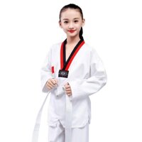* võ phục taekwondo * Taekwondo Quần Áo Nhân Vật Trẻ Em Quần Áo Huấn Luyện Viên Quần Áo Trắng Nguyên Chất Cotton Quần Áo Sinh Viên Đại Học Cạnh Tranh Taekwondo Quần Áo