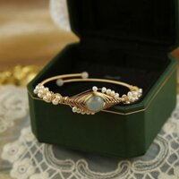 ✨ ✨ Vòng tay dệt màu xanh ngọc trai cho phụ nữ trang sức vintage