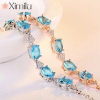 ♥ Vòng tay vàng hồng Topaz hai màu sang trọng nguyên bản dành cho nữ Trang sức có thể điều chỉnh