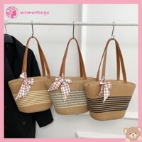 ✿ Wb ✿ Túi đeo vai nữ cổ điển có nơ Túi xách ống hút cổ điển Túi xách nữ mùa hè hàng ngày