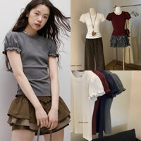 / WGWE / Áo Thun Phối Tay Bèo Phồng W5280#