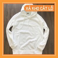 [ XẢ KHO ]  Áo hoodie nỉ bông có nón trơn trắng không túi