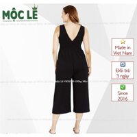 🔥 XẢ KHO Bộ thun lạnh liền thân jumpsuit xuất xịn cắt mạc sát nách ống rộng vnxk đen trơn plus size bigsize