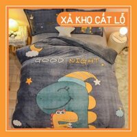 [ Xả Kho Đồng Giá] Bộ chăn ga gối 3D nỉ nhung cao cấp , Kèm drap giường bo chun Happy Bedding