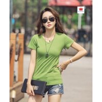 [ Xả Kho Giá Sốc ] Áo Phông Nữ Basic cổ tim tay ngắn 7 màu cotton lạnh chất đẹp dày dặn siêu co giãn chống bai xù - Hàng