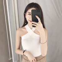 [ xả kho mùa dịch ] Áo croptop kiểu dáng ôm hai dây đan chéo nữ , Croptop nữ kiểu ôm body chất bozip