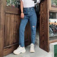 [ XẢ KHO ] QUẦN JEAN NỮ BAGGY RÁCH GỐI CẠP CAO PHONG CÁCH HÀN QUỐC CỰC TÔN DÁNG
