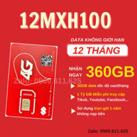 [ XEM YOTUBE TIKTOT KHÔNG GIỚI HẠN ] SIM VIETTEL 4G TRỌN GÓI 1 NĂM TẶNG 30GB/THÁNG 360GB/NĂM TỐC ĐỘ CAO FREE TRUY CẬP FB