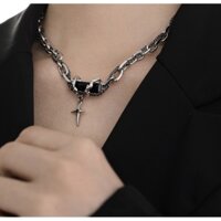 [ XxholicC ] - VÒNG CỔ Double Chain Đá Đen Ngang + Ngôi Sao