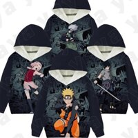 * Yaya * Áo Hoodie truyện tranh Naruto in 3D dành cho trẻ em Áo khoác Hoodie mùa đông cho bé trai và bé gái