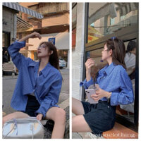 𝓭𝓪𝔁𝓲𝓪𝓸.𝓬𝓵𝓸𝓽𝓱𝓲𝓷𝓰 - ÁO SƠ MI NỮ KẺ CARO XANH ĐẬM CHẤT KATE FORM RỘNG