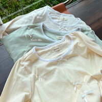 𝐚𝐬𝐡𝐞𝐱𝐢𝐧𝐜𝐡𝐚𝐨: (𝐴𝑙𝑖𝑛𝑎 𝑠𝑙𝑒𝑒𝑝𝑦) bộ quần áo ngủ thun cotton màu pastel phối nơ xinh