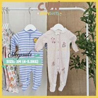 [0-3M | 4-5.5KG] Bộ đồ liền thân có tất body sleep sleepsuit bé trai bé gái xuất dư nhiều hãng