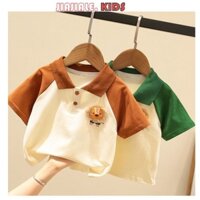 0-7y 100% cotton nguyên chất Áo sơ mi POLO trẻ em 3D hoạt hình sư tử áo thun ngắn tay bé trai và bé gái áo nửa tay