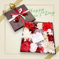 #00133 Hộp quà vuông màu nâu đựng nước hoa, son, gấu bông tặng vợ, bạn gái