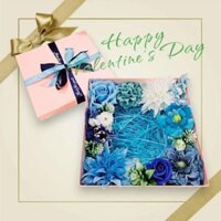 #00134 Hộp quà vuông màu hồng cam đựng nước hoa, son, gấu bông tặng vợ, bạn gái
