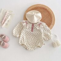 01 Bé gái áo bông dài tay, 0-24 tháng bé gái mùa xuân quần áo body liền tất