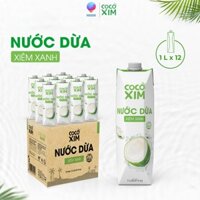 01 Thùng/ 12 Hộp 1000mL Nước Dừa Xiêm Xanh/ Xiêm Sen từ Dừa Tươi Nguyên Chất 100% - COCOXIM - YOOSOO
