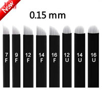 0.15mm 50 Chiếc Laminas Nano Tebori Microblading Đen 12 / 14 / 16 / 18 Flex U Hình Xăm Kim Lưỡi Trang Điểm Thường Trực Bút Lông Mày