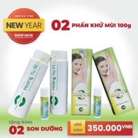 02 Phấn Lạnh Khử Mùi 100g tặng kèm 02 son dưỡng