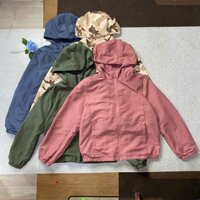 02042 Áo Khoác Gió Lót Nỉ Nữ ,Màu Hồng Rằn Ri Xanh Size 45-65kg Hàng Xuất Xịn.